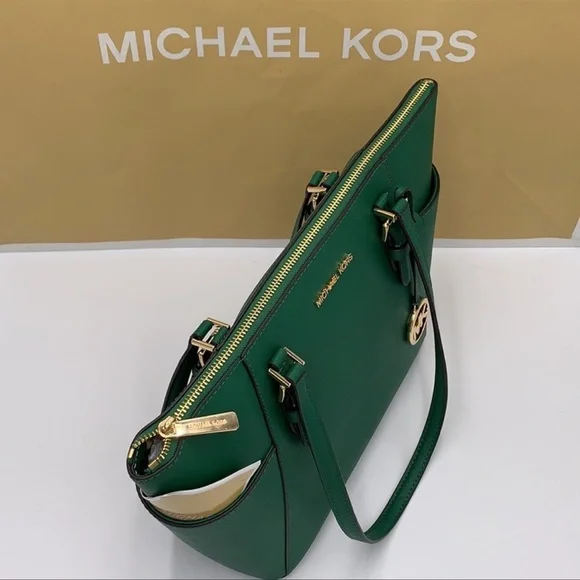 MICHAEL KORS Charlotte Large Leather Top-Zip Tote
Palmetto Green 
NWT - Picture 7 of 16